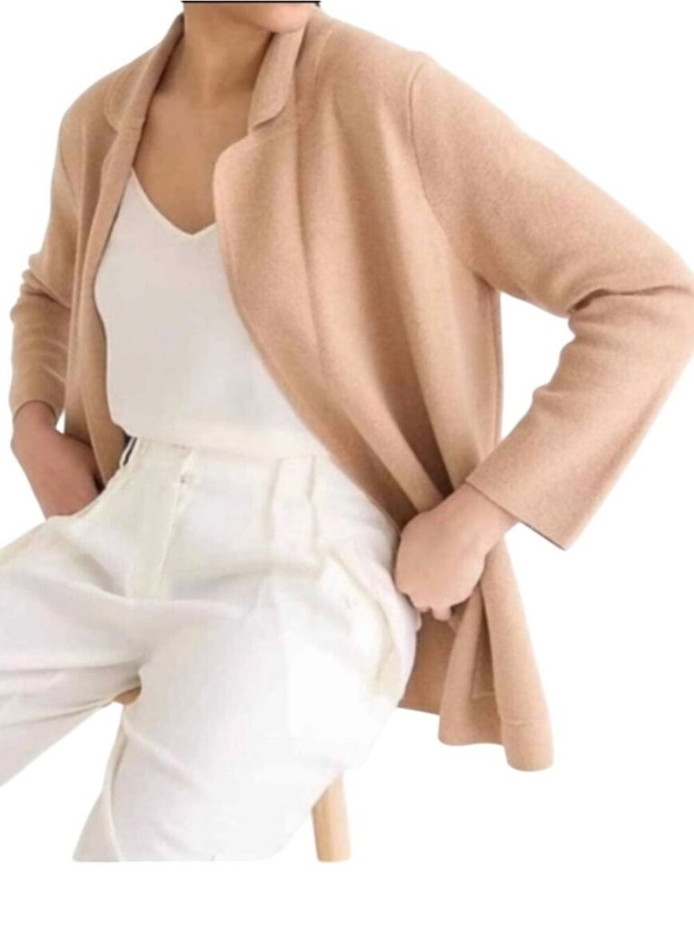 J.Crew Sophie Sweater Blazer Heather Khaki Pockets Wool Blend Size S - Picture 5 of 8